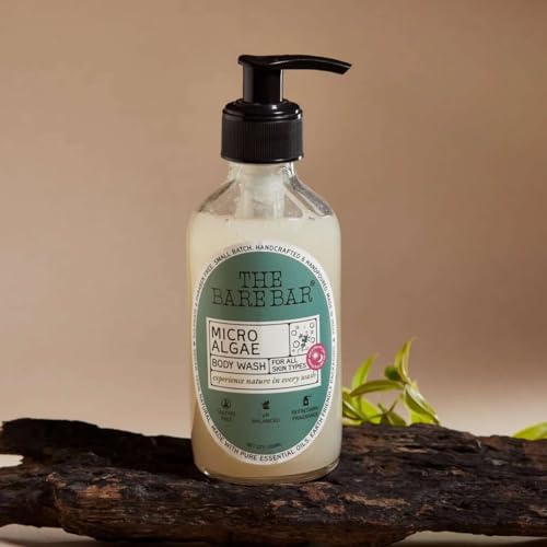 Image of The Bare Bar Micro algae Body Wash - 200 ml | Nourishing Shower Gel | Paraben and Sulphate free | Removes Tan and Brightens Skin | 0.05% Salicylic acid | Men & Women