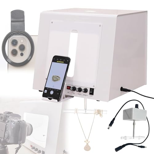 VFMVOYNZ Mini Estudio fotográfico para Joyas y Objetos pequeños, Caja de luz LED Profesional para fotografía, luz Ajustable de 3000 a 5500 K, Compatible con Colgar o Colocar Joyas
