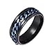 Gilieyer Anello Spinner da Uomo, Aciaio Inossidabile Fidget Spinner Nero per Uomo Donna Fedi Nuziali Anelli 8MM Anello con Bordi Smussati Largo Anello Nero Anello a Catena Vintag (Blu, 8) immagine