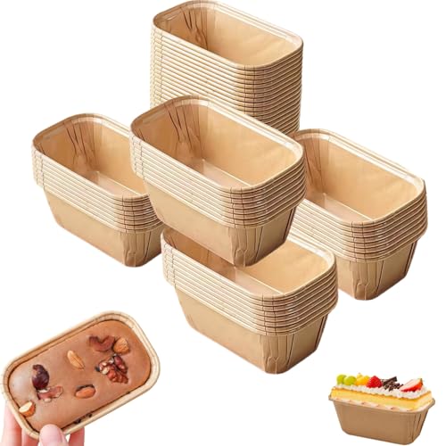 50 PCS Moules à Gâteaux Jetables en Papier Antiadhésif,Mini Moules Rectangulaires de Cuisson Résistants,pour Cake,Muffins et Gâteaux Pratique...