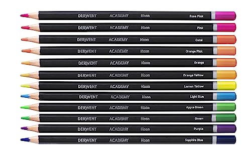 Image of Derwent Academy Neon Colouring Pencils Tin, Ideal for Drawing, Sketching & Crafts, Premium Hobbyist Quality Kit (Set Of 12), Multi
