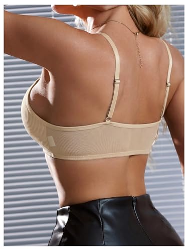 Image of SOLY HUX Front Closure Bras for Women Strappy Bralette Wireless Criss Cross Cut Out Knitted Everyday Bra