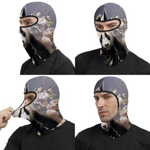 Balaclava para Hombres y Mujeres con Cara de Panda con Flores, Máscara Térmica para Rostro, Protección contra el Frío, para Motociclismo y Esquí, Invierno miniatura 5