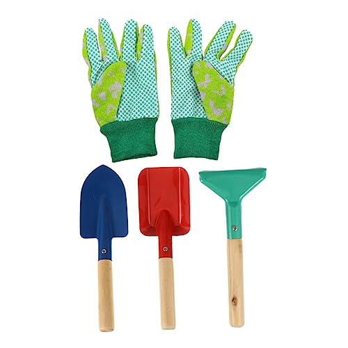 FOYTOKI 5Pcs Gardening Tools with Gloves Shovel Rake Trowel for Outdoor Play Garden Tools for Boys and Little Gardeners
