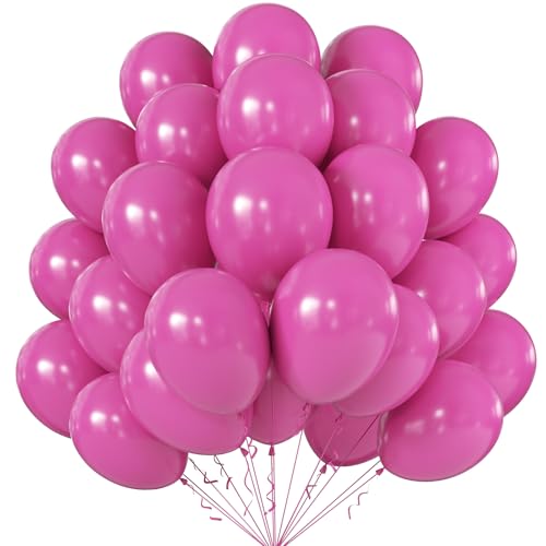 Image of KALOR 10 Inch Light Hot Pink Balloons, 100 Pcs Latex Helium Balloons for Kid's Birthday Party Baby Shower Wedding Graduation Graduation Party Decorations