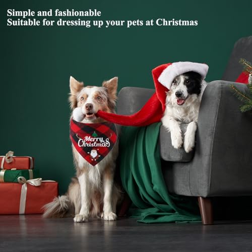 Weihnachten Halstuch Hund, 2 Stück Weihnachten Haustier Bandanas, Klassisches Kariertes Hundehalstuch Weihnachten, Haustier Bandana Schal Dreieck Lätzchen für Große Mittelgroße Kleine Hunde Katzen