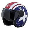 Jet Captain W/Visor Dull Red Metallic M.Blue Helmet-L