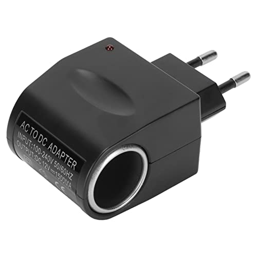 Eacam Convertidor de Potencia del Automóvil de CA a, Adaptador de Encendedor de Cigarrillo de Automóvil de 12V 1.5A, Indicador Multifuncional, de Carga LED, (Enchufe de la UE)