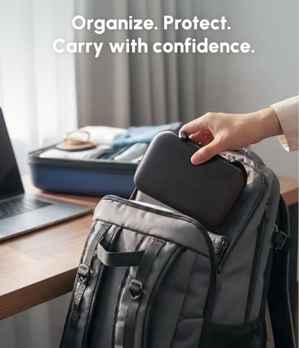 Image of Portable Charger Case Compatible with Hicober 3 in 1 Wireless Charging Station, 1680D Oxford Charger Organizer Travel Case for Foldable Charging Pad, Adapter and Cable - Matte Black