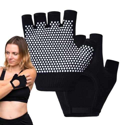 Sghtil Guanti da yoga antiscivolo, guanti da yoga a mezza dita, 1 paio di guanti da fitness, per sport ergonomici, guanti traspiranti, impugnatura antiscivolo per ciclismo,