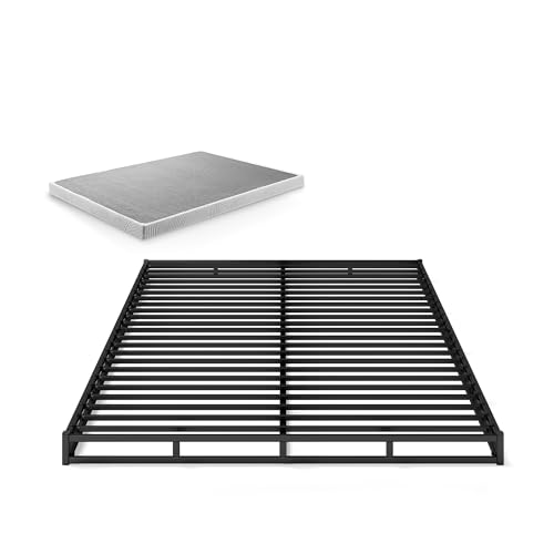 ZINUS Quick Lock Metal Smart Box Spring, 4 Inch Mattress Foundation, Strong Metal Structure, Easy Assembly, King, White