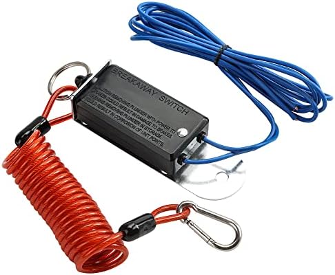 Rnigs Trailer Breakaway Switch, 4ft Breakaway Coiled Cable with Electric Brake or RV Towing Trailer