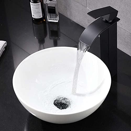 Round Bathroom Sink With Drain Combo-Wesliv 13"X13" White Bathroom Vessel Sink Above Counter Round Porcelain Ceramic Vessel Sink Combo With Black Pop-Up Drain #TOP2