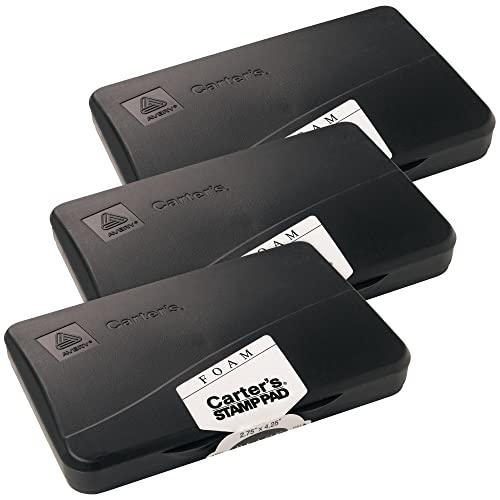 Carter's™ Foam Stamp Pad, Black Ink, 2.75" x 4.25", 3 Pads (50225)