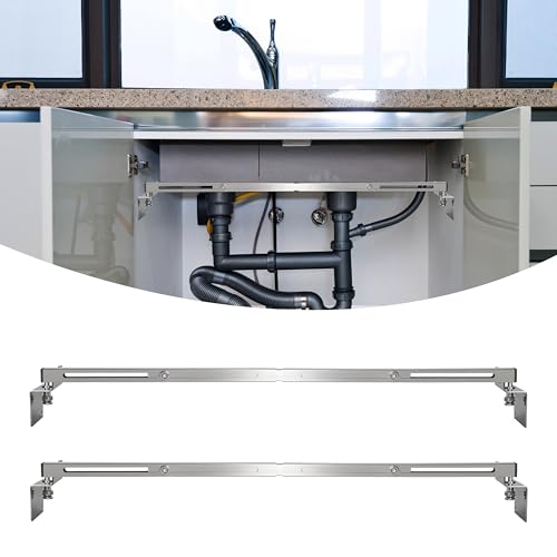 2 Pcs Undermount Sink Supports Brackets Heavy Duty Stainless Steel Kitchen Sink Support Adjustable Sink Supports 27.9 in-39.3 in / 71 cm-100cm
