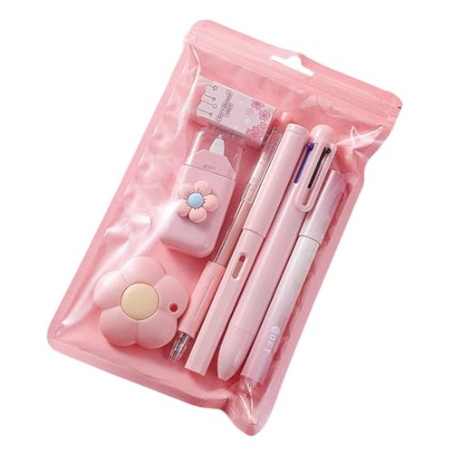 7 Pcs Cute Pink Stationery Set Kawaii School Supplies Office Supplies Including Ballpoint Pens...