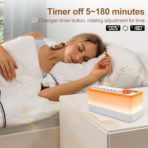 white noise sleep sound machine with 8 nature sounds portable bluetooth speaker 12 colors night lights sleep timer amp breathing exercises for babies kids and adults