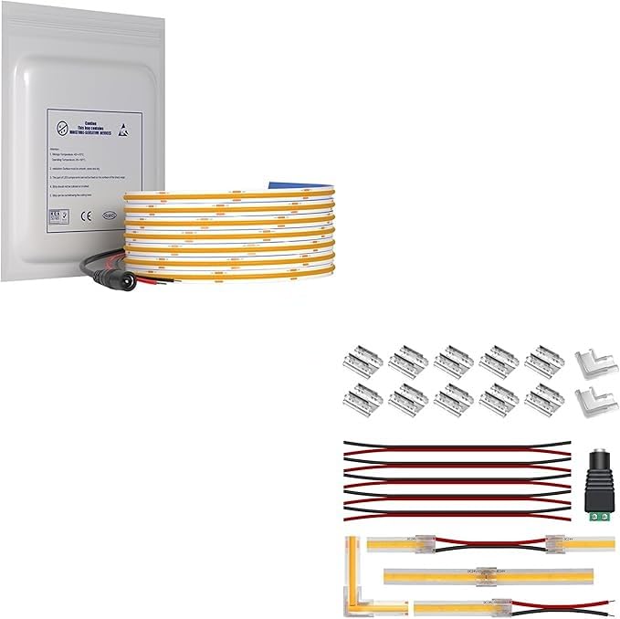 Tira de LED COB 12V 3000K 16.4 pies con conector rápido miniatura 1