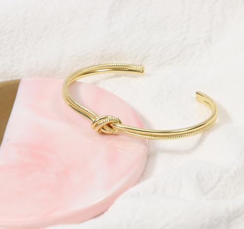 Simple Knot Love Knot Bangle Adjustable Open Cuffs Bracelet for Women Tie the Knot Bangle4