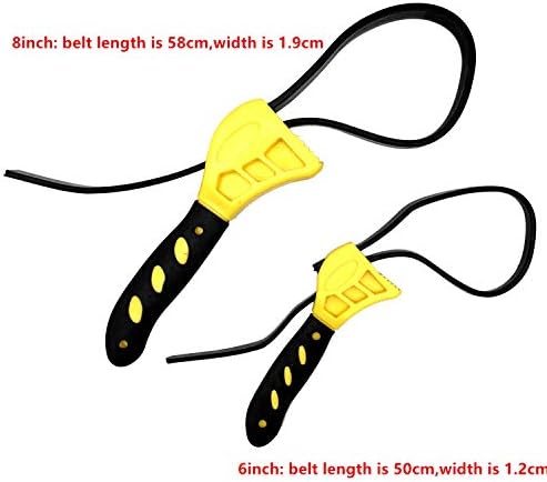 KOSTOO 2 Piece Rubber Strap Adjustable Wrenches, Multi Tool Universal Wrench Use for Any Shape Opener Tool, Car Repair Tools, Oil Filter Wrench Set, Pipe Wrench, Mechanics, Plumbers (Yellow)