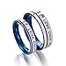 AmDxD Alliance Mariage Bleu Argent, Acier Inoxydable Bague Couple Blanche Zircon Love Only You Taille W66.5 & M61.5