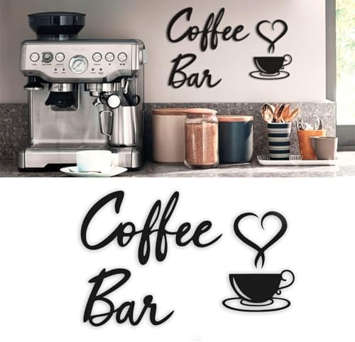 4eN Coffee Bar Decor for Kitchen and Cafe, Wooden Coffee Station Signs with Double-Sided Tape, Coffee Bar Modern Wall Art, Coffee Bar Sign, MDF 7 Pieces