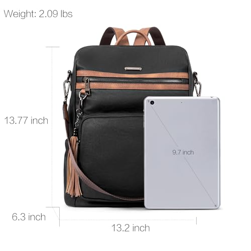 Image of CLUCI Backpack Purse for Women Fashion Leather Designer Travel Large Ladies Shoulder Bags with Tassel Oil Wax Black