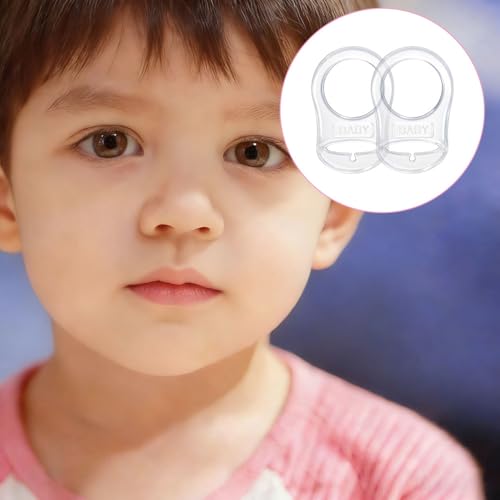 Silikon-Knopf-Ring, 2 Pcs Schnuller Adapter, Silikon Dummy Schnuller Halter Clip Adapter Ring, Silikonring für Schnuller (Transparent)