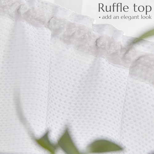 Jinchan WFERPC-6018P1C04N White Valance Curtain For Kitchen Waffle Weave Valance For Living Room Bathroom Farmhouse Country Valance Light Filtering Window Curtain Rod Pocket One Panel 18 Inch Length thumb #4