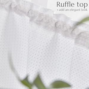 jinchan White Valance Curtain for Kitchen Waffle Weave Valance for Living Room Bathroom Farmhouse Country Valance Light Filtering Window Curtain Rod Pocket One Panel 18 Inch Length