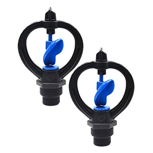 2 Pieces Garden Sprinkler Sprayer Butterfly Head Irrigation Sprinkler 360 Degree Rotating Water Sprayer Nozzle Head Male Thread 20 mm and 25 mm Irrigation Watering Sprinkler for Garden Lawn, Black