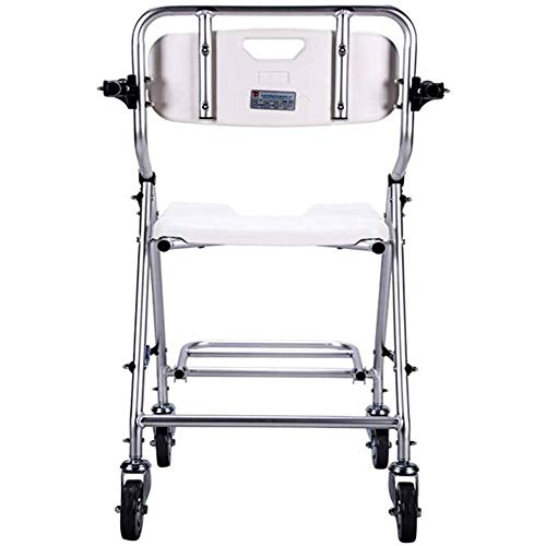 Sedia da doccia regolabile, pieghevole, mobile per WC, panca da doccia per anziani, anziani e disabili, sgabello da bagno con ruote per una maggiore mobilità e sicurezza