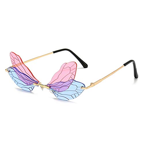 Image of ENTHYI Dragonfly Wing Shape Sunglasses for Women /Men Frameless Irregular Glasses Shades Party Sun Glasses