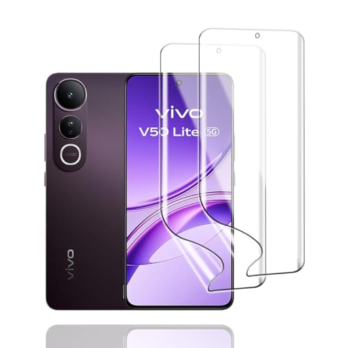 KoasVonson Película Hidrogel para vivo V50 Lite 4G/5G, 2 Piezas: Protectores de Pantalla, 6H Antiarañazos, TPU Flexible, Claridad HD, Tacto Ultrasensible, Compatible ID de Huellas Digitales