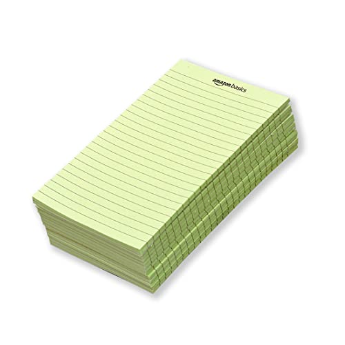 Image of amazon basics Wide Ruled 5X 8 - Inch 50-Sheet Lined Writing Note Pad, Green - Pack Of 12