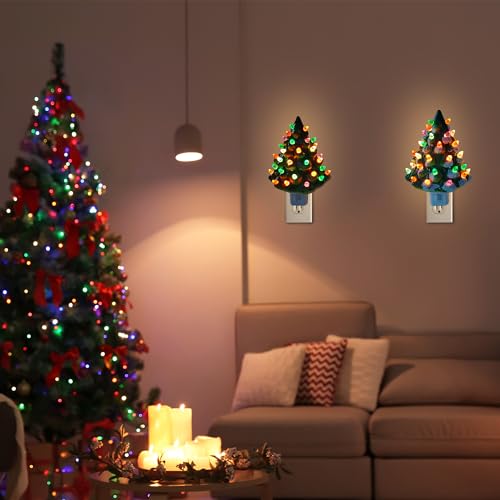Dazzle Bright CERAMIC TREE 2 Pack Ceramic Christmas Tree Night Light thumb #6