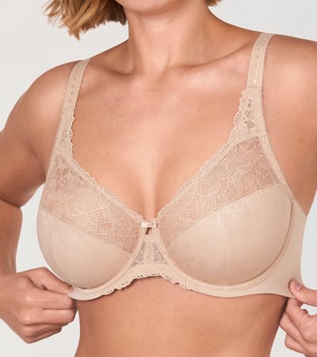 Image of DELIMIRA Women's Plus Size Full Coverage Underwire Unlined Minimizer Lace Bra