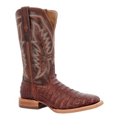 Durango® Men's PRCA Collection Caiman Belly Western Boot, Cognac And Cigar, Size 7.5(M)2