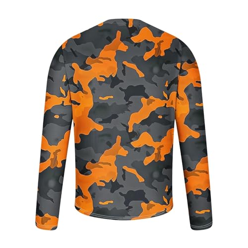 Long Sleeve Shirts for Men Camouflage Print Casual Stylish Workout Crewneck Cotton Sweatshirts Loose Fit Pullover Tees4