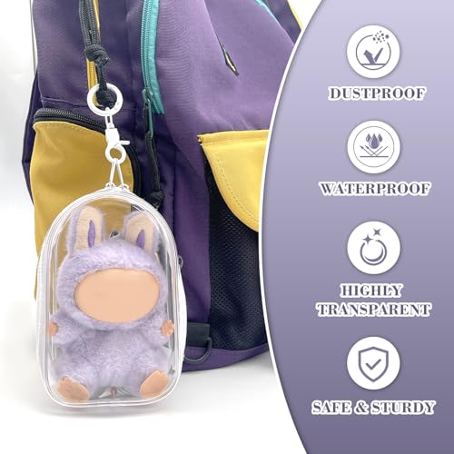 Image of Clear Protective Case for Plush Doll, PVC Display Bag Hanging Carrying Case with Keychain Zipper, Portable Waterproof Storage Cover Carrier Purse Organizer for Shelf Outdoor (Doll Not Included)