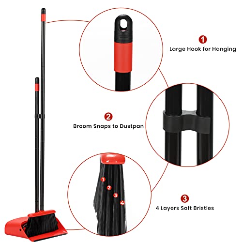 Image of TreeLen Broom and Dustpan Set, 52 inch Broom and Dust Pan Combo for Home