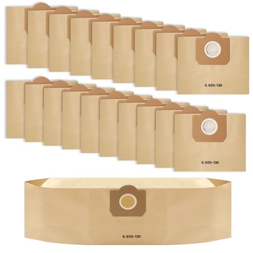 20 Sacs d'aspirateur pour Karcher WD3/MV3/ WD 3 Premium,Sacs Filtrants en Papier 6.959-130.0 Compatible A2201/2204/2504/2554/2251/2604,SE 4001 4002, Filtre Sacs en Papier Aacs d'aspirateur