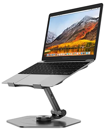 Swivel-Adjustable-Laptop-Stand-360-Rotating-of-Aluminum-Laptop-Stand-for-Desk-Laptop-Riser-with-Mechanical-Sound-Laptop-Computer-Stand-Compatible-with-10-173-inch-Laptop-Gray