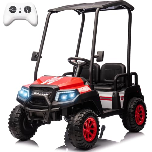 Image of NEWQIDA 4 Seater Electric Golf Cart for Kids 24V Ride on Toys, Red
