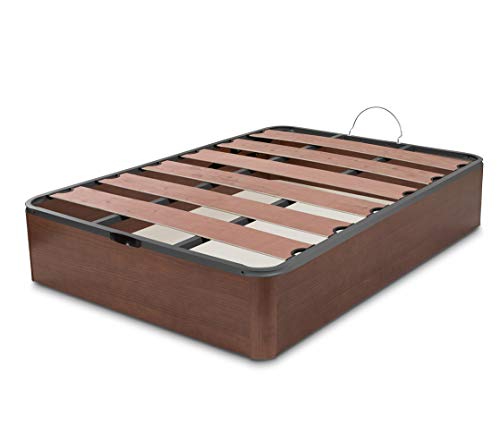 DORMIDAN - Canapé abatible Oferta, Gran Capacidad Esquinas Redondeada, Tapa somier con Lamas vaporizadas y Tacos de Polietileno (150x180cm, Cerezo-Nogal)