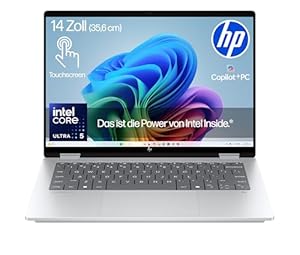 HP OmniBook X Flip Intel Core Ultra 5-226V 2in1 Next Gen AI Laptop | dedizierte NPU für KI | 40 NPU Tops | Copilot+ PC | 14" WUXGA 1920x1200 Touchscreen | 16GB | 512GB SSD | Win11 | QWERTZ | Silber