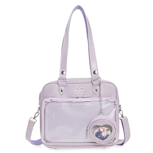 Image of Square Kawaii Ita Bag Crossbody Shoulder Backpack With Insert Pin Display | Large Space For Dolls & Badges, For Anime Kpop Lovers Daily Outings