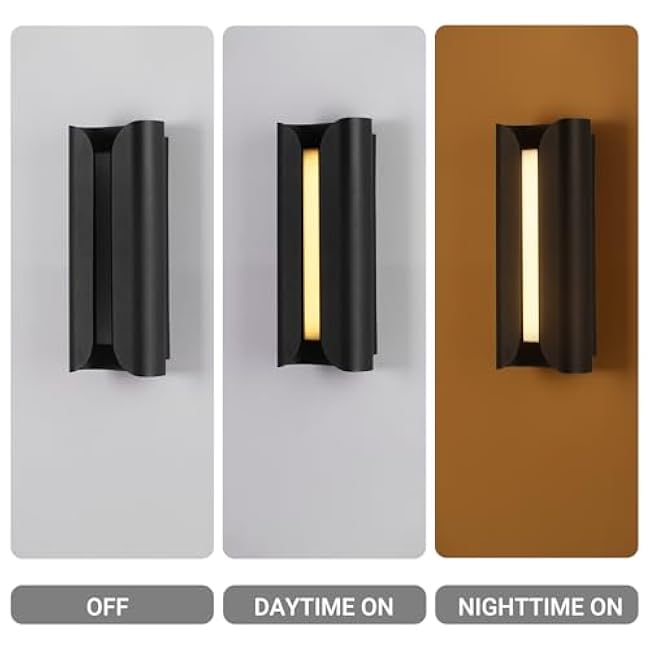 Modern Outdoor Wall Light Fixture, LED 24W 3000K Porch Large Wall Sconce Lamp, Waterproof Patio Garage Mount, Sleek Matte Black Minimalist Contemporary Design