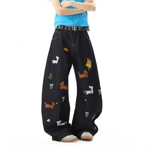 Baggy Jeans Men Graphic Y2k Baggy Barrel Jeans Graffiti Dog Carrel Streetwear Barrel Wide Leg Denim Pants Hip Pop3