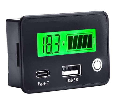 デジタル電圧・電流計 DC8-30V USB Type-C 鉛蓄電池 リチウム充電容量インジケーター 車 バイク デジタル電圧計 電圧テスターメーター